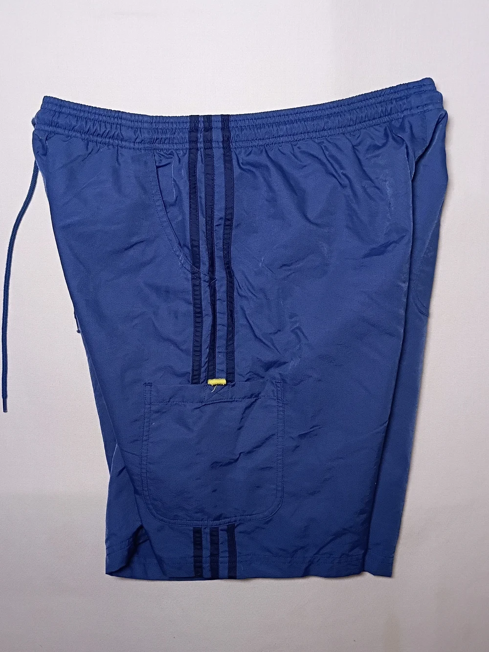 Vintage 2000 Adidas Mens Nylon 3 Stripe Athletic Cargo Shorts Large Royal Blue